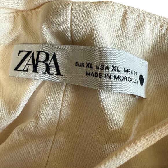 Zara Womens Ivory Adjustable Spaghetti Straps Crop Draped Top XL Beach Coastal - Picture 5 of 8